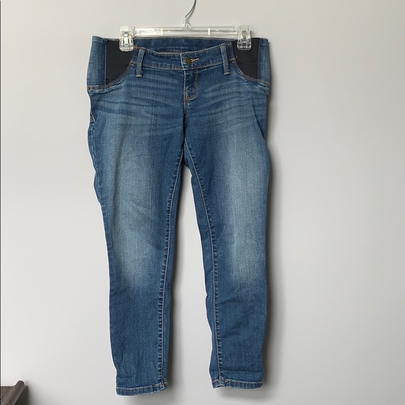 NEW Isabel Maternity Inset//Side Panel Distressed Dark Wash Skinny Jeans multi Sz